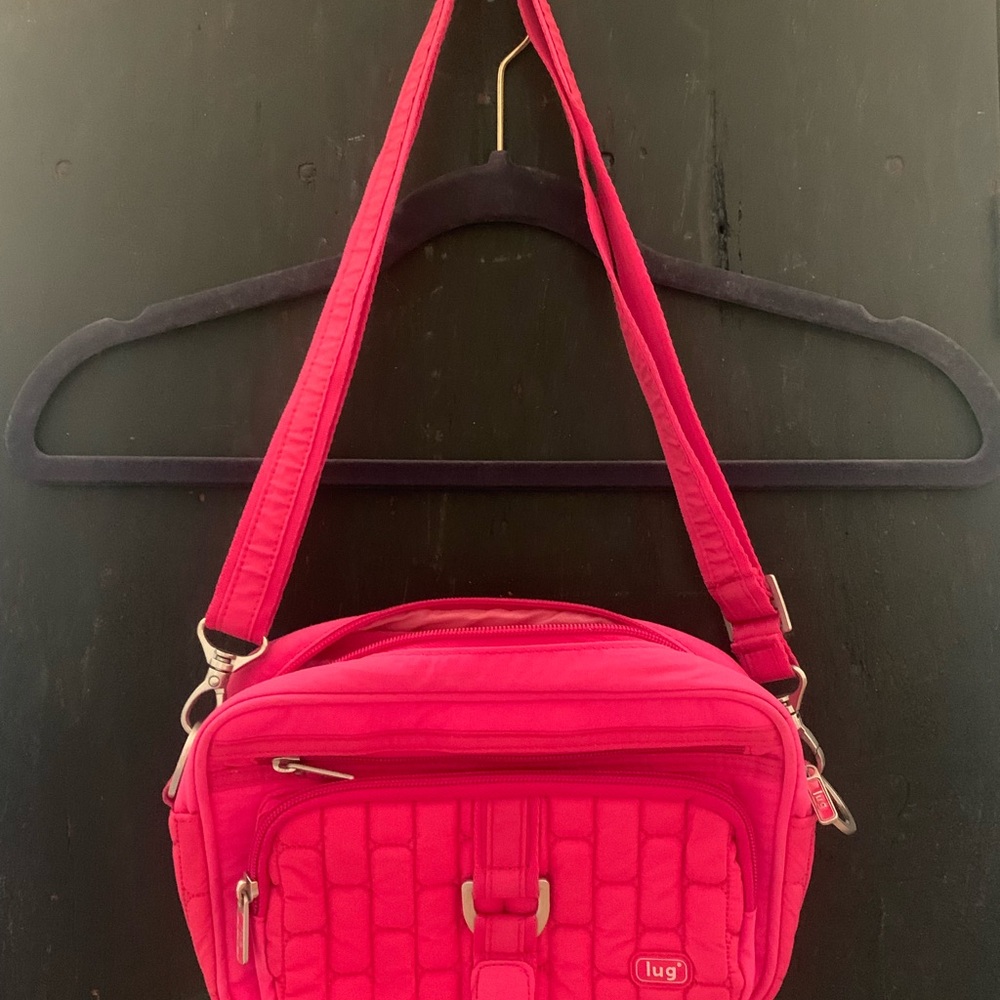 Lug Pink Quilted Crossbody Bag with Gold-Toned Hardware